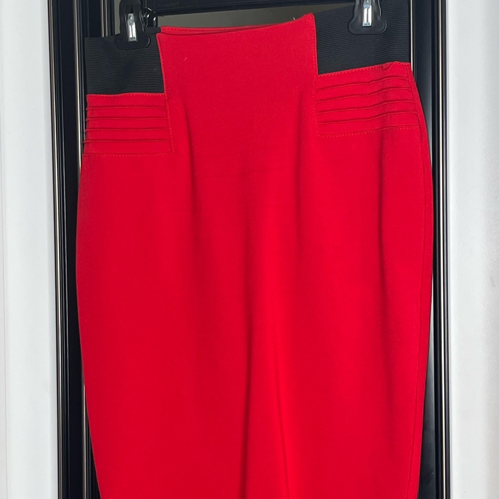 Vibrant Red Pencil Skirt